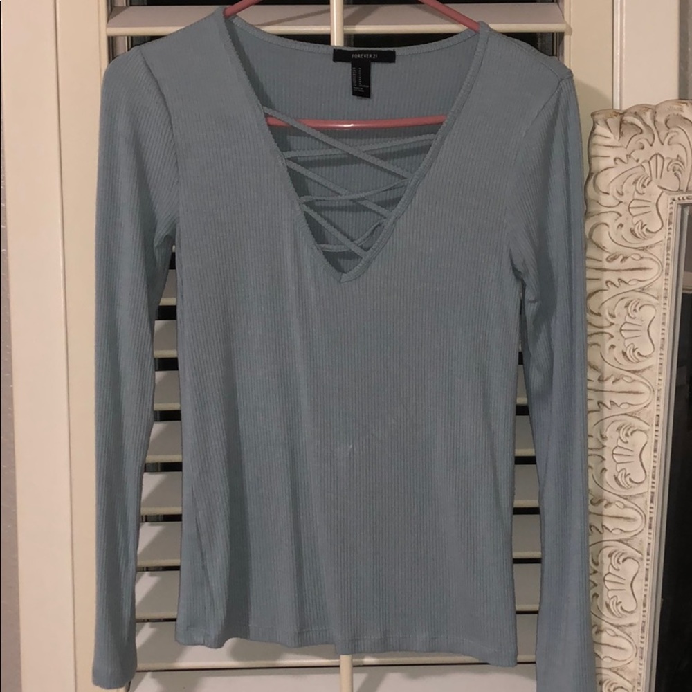 Light blue top